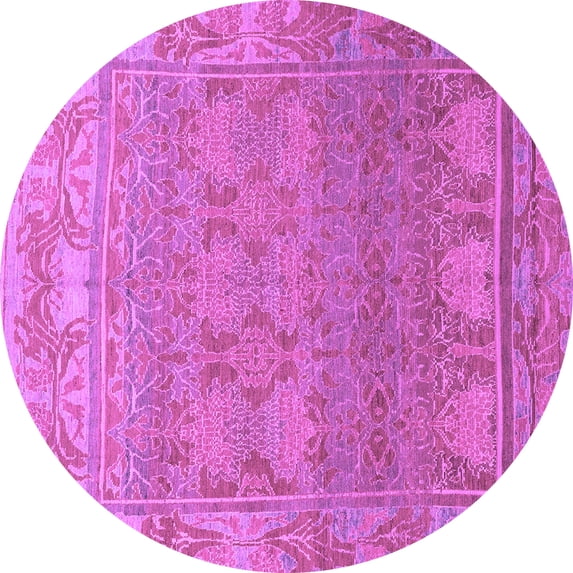 Ahgly Company Indoor Round Abstract Purple Modern Area Rugs, 6' Round