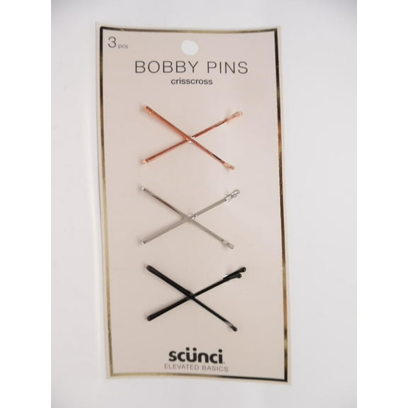 Scunci Elevated Basics Criss Cross Bobby Pins - 3 pcs - Black, Chrome, Rose Gold