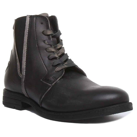 Replay NewKirk Men's Side Zip Lace Up Chelsea Boots In Stone Size 7