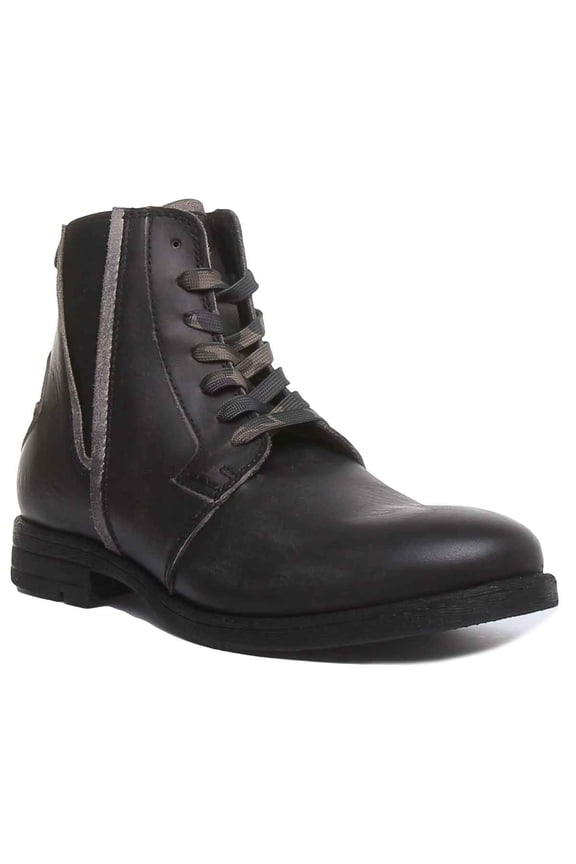 Replay NewKirk Men's Side Zip Lace Up Chelsea Boots In Stone Size 8