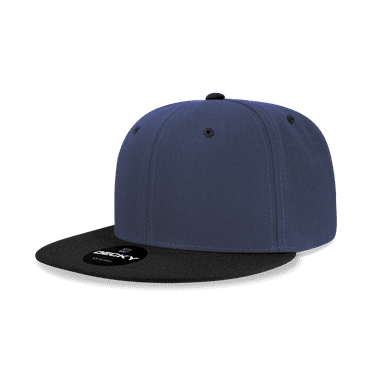 6 Panel High Profile Structured Acrylic/Polyester Snapback, Navy/Black