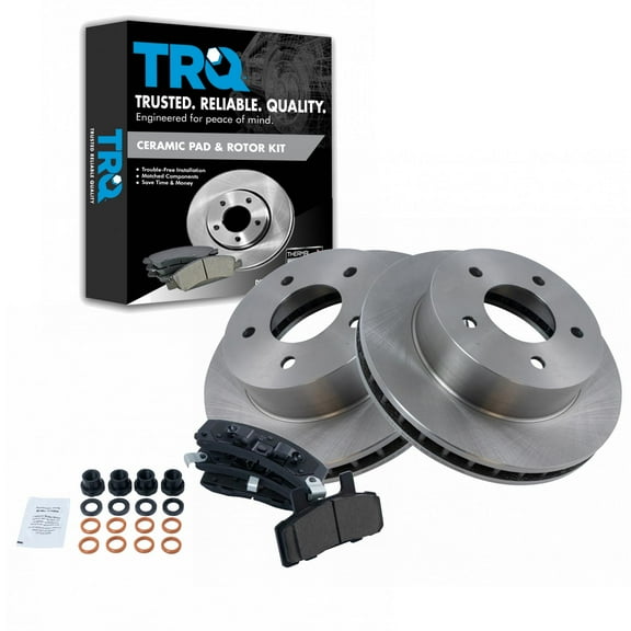 TRQ Front Brake Pad & Rotor Kit Brake Pads Brake Rotor Ceramic Fits Select 1990-2002 Chevrolet Astro GMC Safari