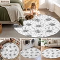 thumbnail image 5 of Round Rug 7Ft Washable Non-Slip, Grey Black Flower Circle Area Rugs for Living Room Bedroom, Spring Watercolor Floral Plant Textured Indoor Floor Mats Carpet Runner for Home Decor Aesthetic, 5 of 8