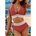 thumbnail image 2 of Bikini de Dos Piezas para Mujer, Cintura Alta, Cuello Halter, Traje de Baño, Color Rojo Ladrillo, Talla XL, 2 of 7