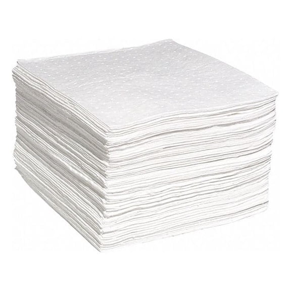 Absorbent Pad, 15 in W x 19 in L, Absorbs 31 gal. per Pkg, Oil, White, 200PK