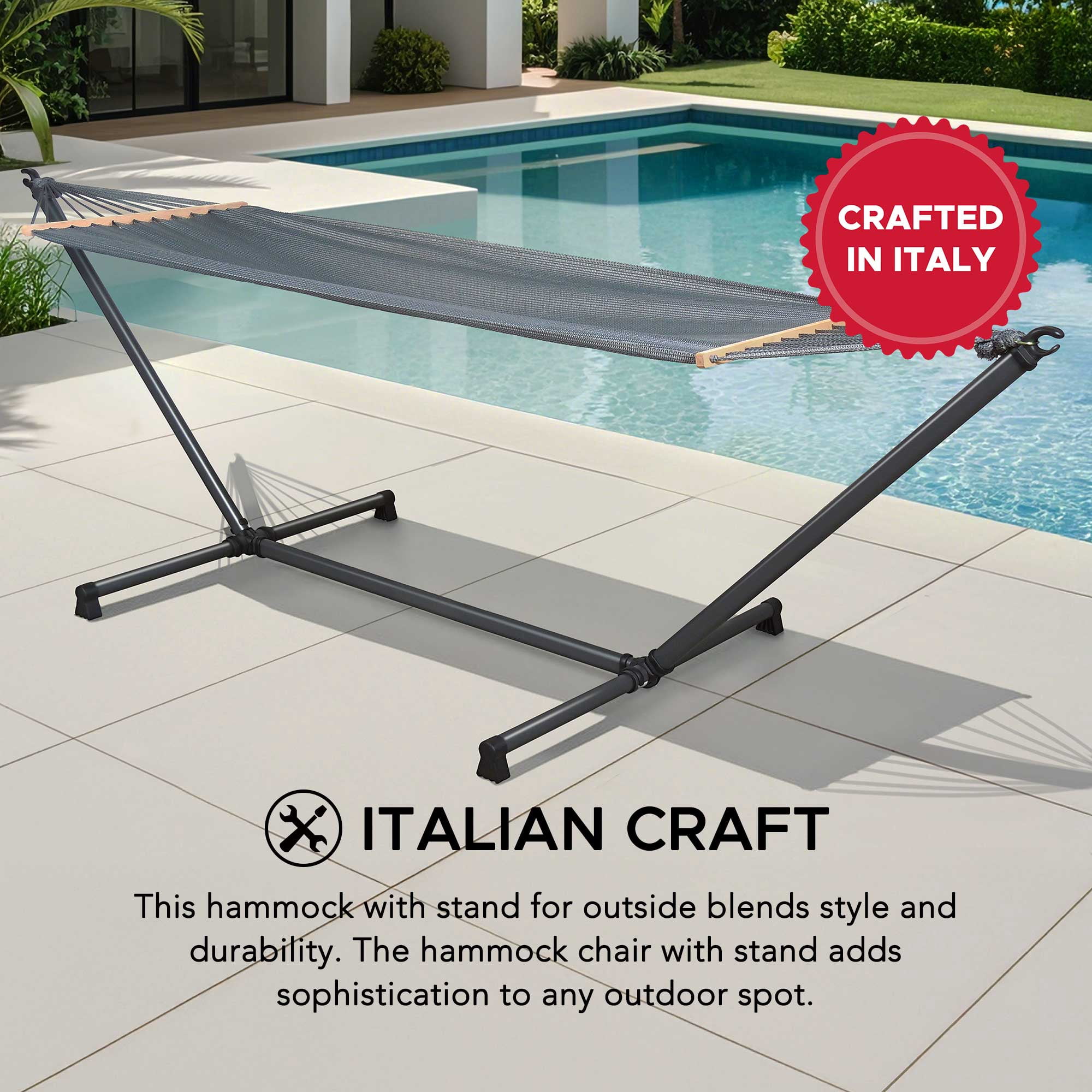 Sunjoy Outdoor Hammock with Stand Steel Metal Hammock Crafted in Italy
