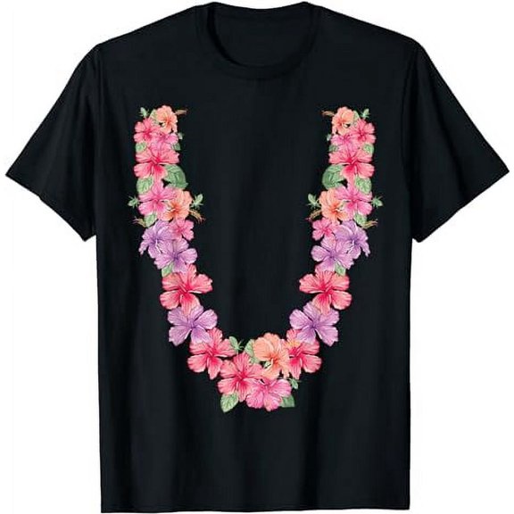 Tropical Hibiscus Flower Lei Design Unisex Summer Vacation T-Shirt