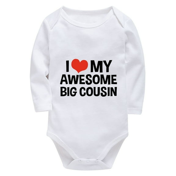 I Love My Awesome Big Cousin Infant Onsies Long Sleeve Coming Home Outfit for Baby Girl Newborn White 18 Month Boy Romper
