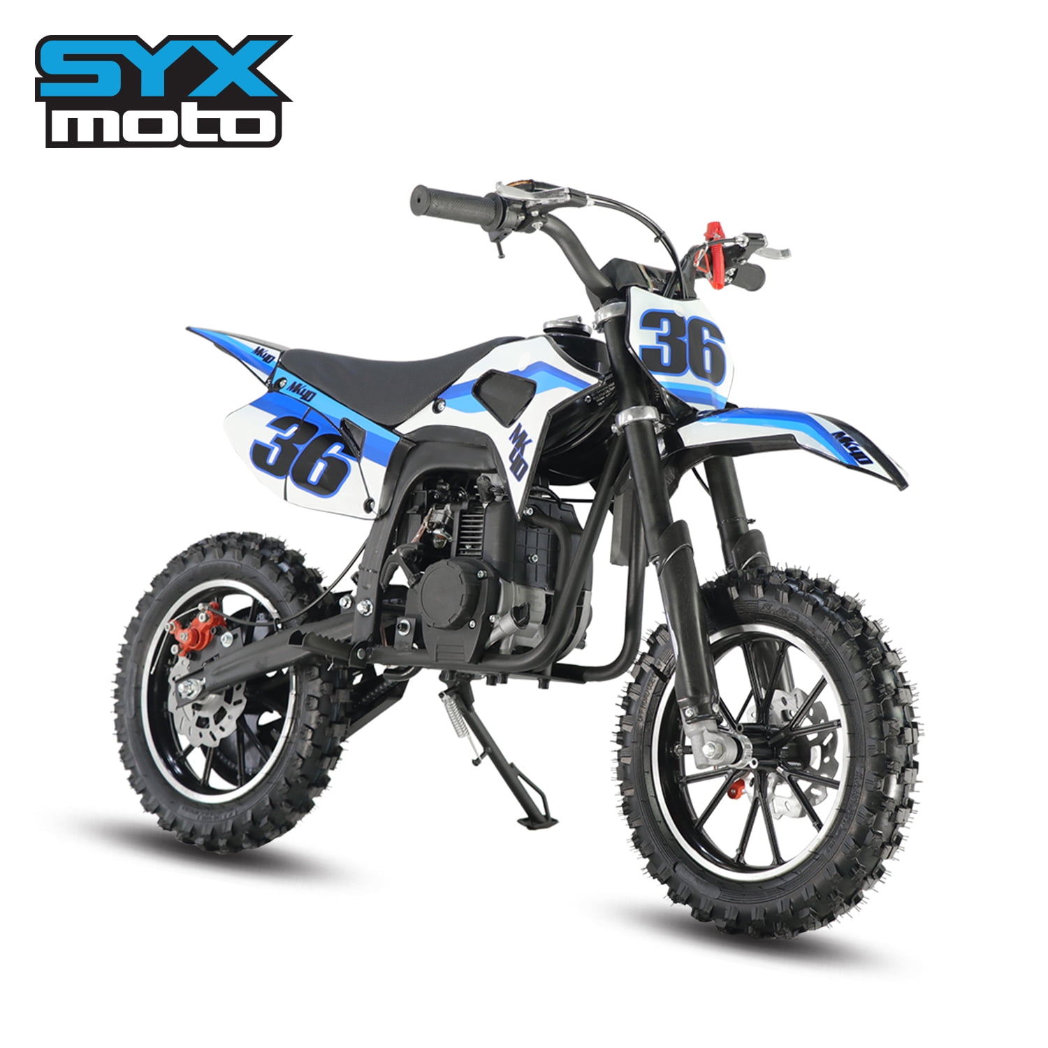 SYX MOTO MK 40cc 4 Stroke Mini Dirt Bike, Pull Start Automatic Transmission Pit Bike for Kids, Blue