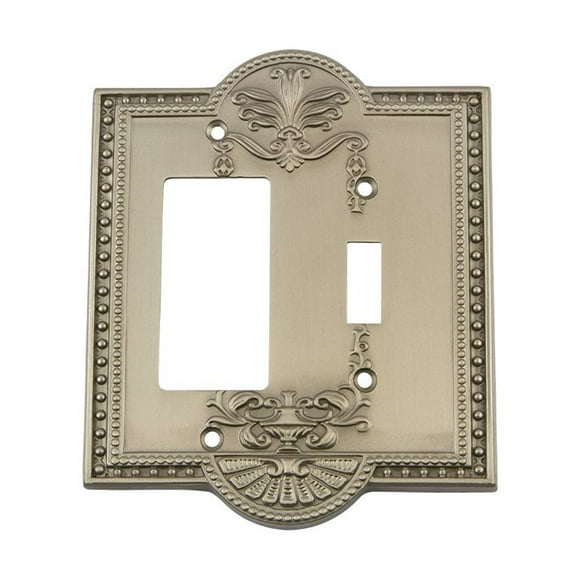 Nostalgic Warehouse 720006 Meadows Switch Plate with Toggle and Rocker, Satin Nickel