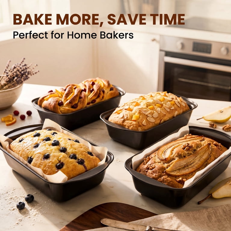 Kikcoin 4-Piece Nonstick Carbon Steel Loaf Pans, 9" x 5" photo 7