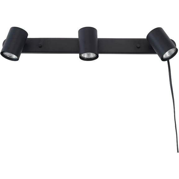 3-Light Plug-in Track Lighting, Matte Black, Bulb Not Included