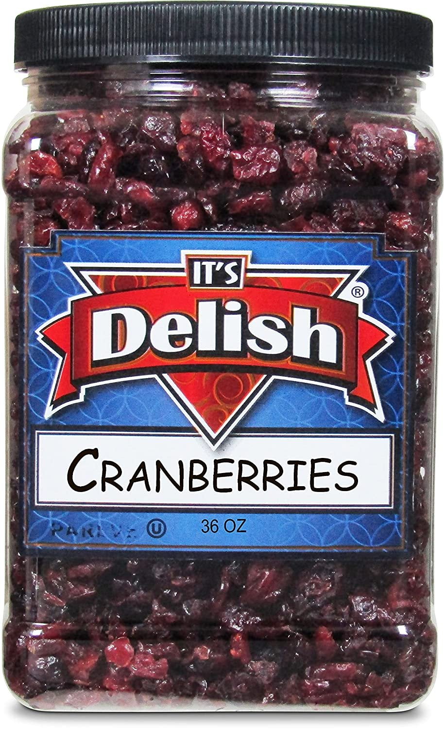 Dried Cranberries by It's Delish, 36 Oz Jumbo Container  Bulk Fresh Cranberry Dried Fruit  Great for Salads, Topping, Cooking, Baking, Snacking and Mixes - Vegan, OU Kosher Certified