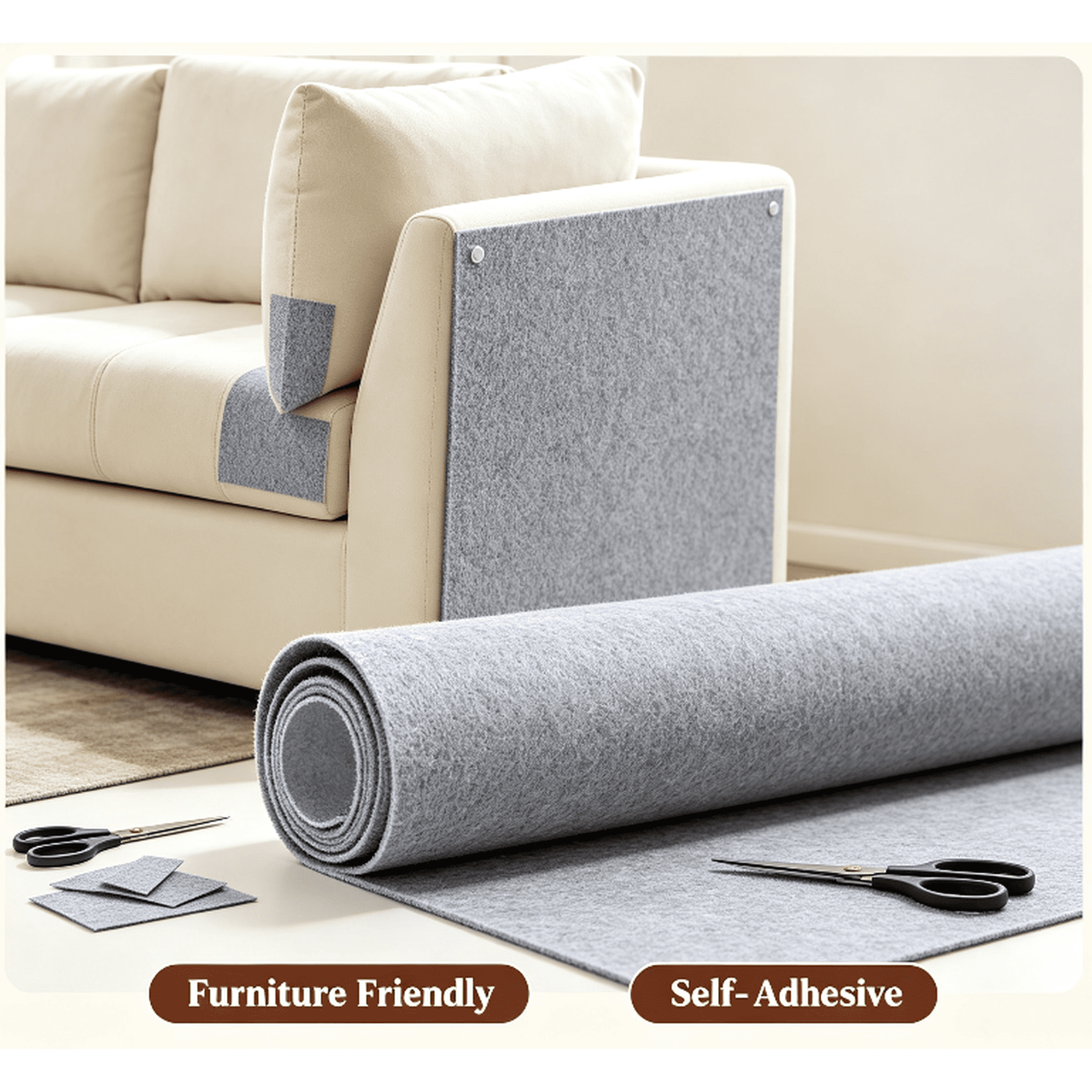 DIY Self‑Adhesive Cat Scratch Resistant Carpet Mat Trimmable Replacement Sheet for Cat Tree Posts Sofa Surface Protection for Indoor Cat Claw Exercise (Light Gray L/40*100cm)