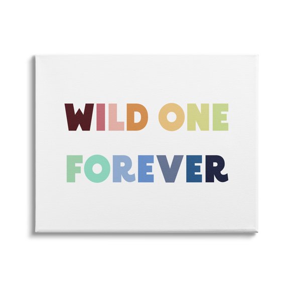 Stupell Industries Wild One Forever Phrase Rainbow Typography Kids' Adventure, 48 x 36, Design by Daphne Polselli