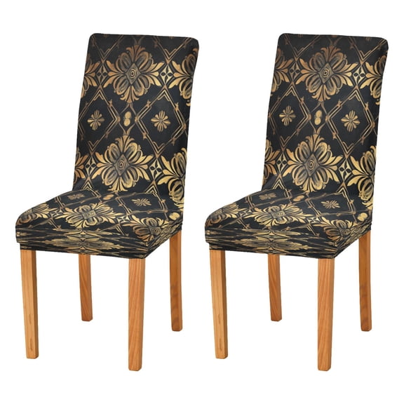 BZSMCE Chairs Slipcovers Dining Chair Covers Gold and Black Pattern Creative Pattern