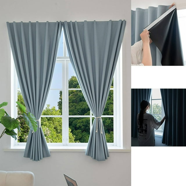Home Textile Products Outdoor Curtains For Patio 2 Panels Sticky Top & Back Tab Bottom Sun Blocking Windproof Rod Drapes For Gazebo/Porch