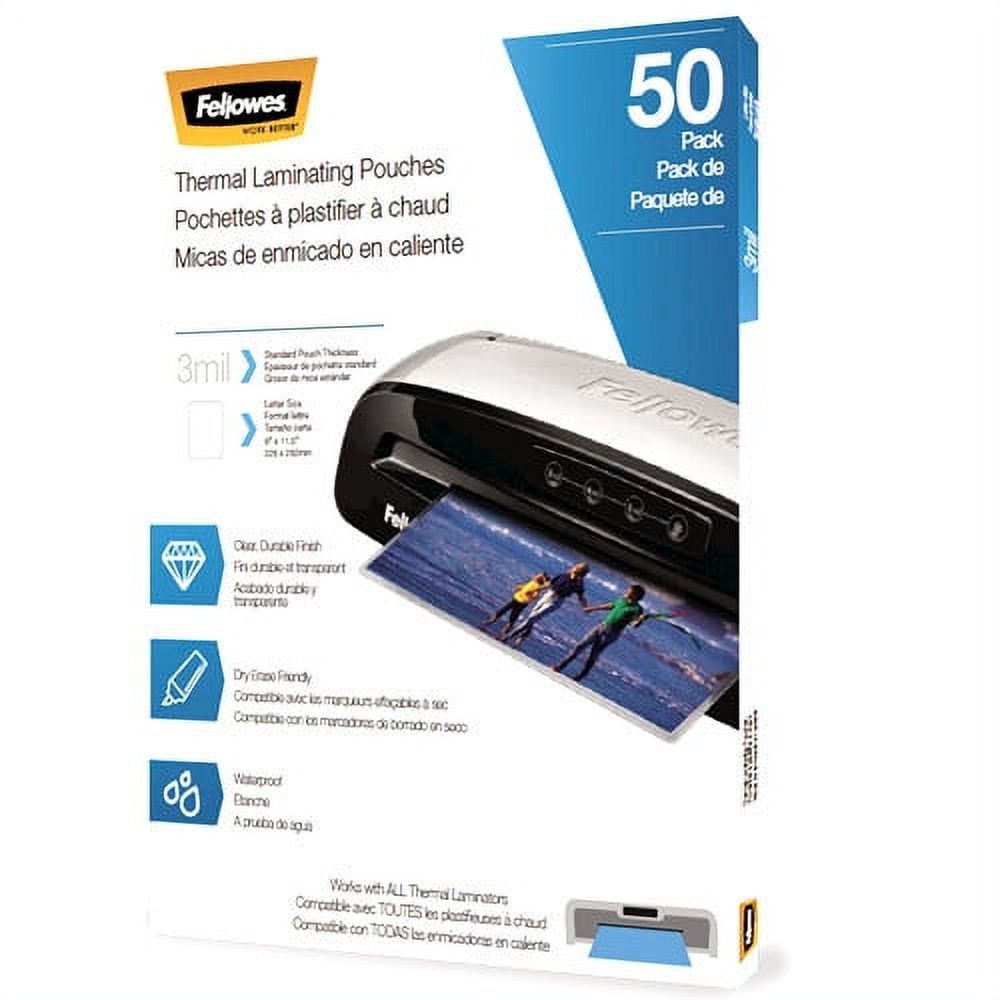 (10 pack) Fellowes Thermal Laminating Pouches - Letter, 3mil, 50 Pack