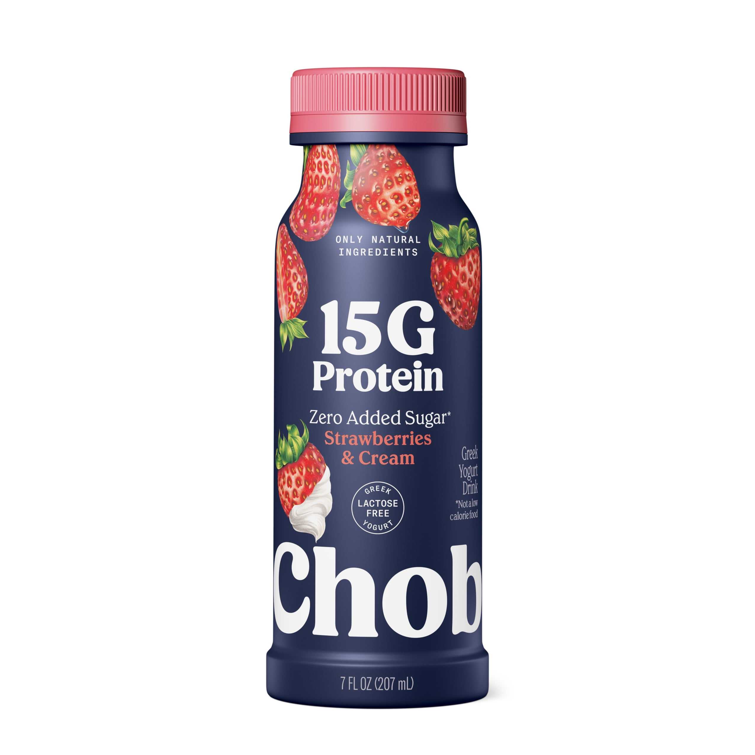 Chobani 15G Protein Low-fat Greek Yogurt Drink Strawberries & Cream 7 fl oz Bottle