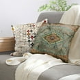 thumbnail image 6 of Boho Pillow Covers 18x18 Inch, Persian Carpet Green Vintage Throw Pillow Cover Antique Ethnic Decorative Green Pillow Cases Home Decor Square Linen Pillowcase, 6 of 6