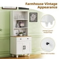 thumbnail image 3 of PORKISS Kitchen Pantry Storage Cabinet, Tall Kitchen Hutch Cabinet with 2 Doors and 3 Shelves, Modern Farmhouse Pantry Storage with Adjustable Shelf, Drawer for Living Room, Dining Room, White, 3 of 10