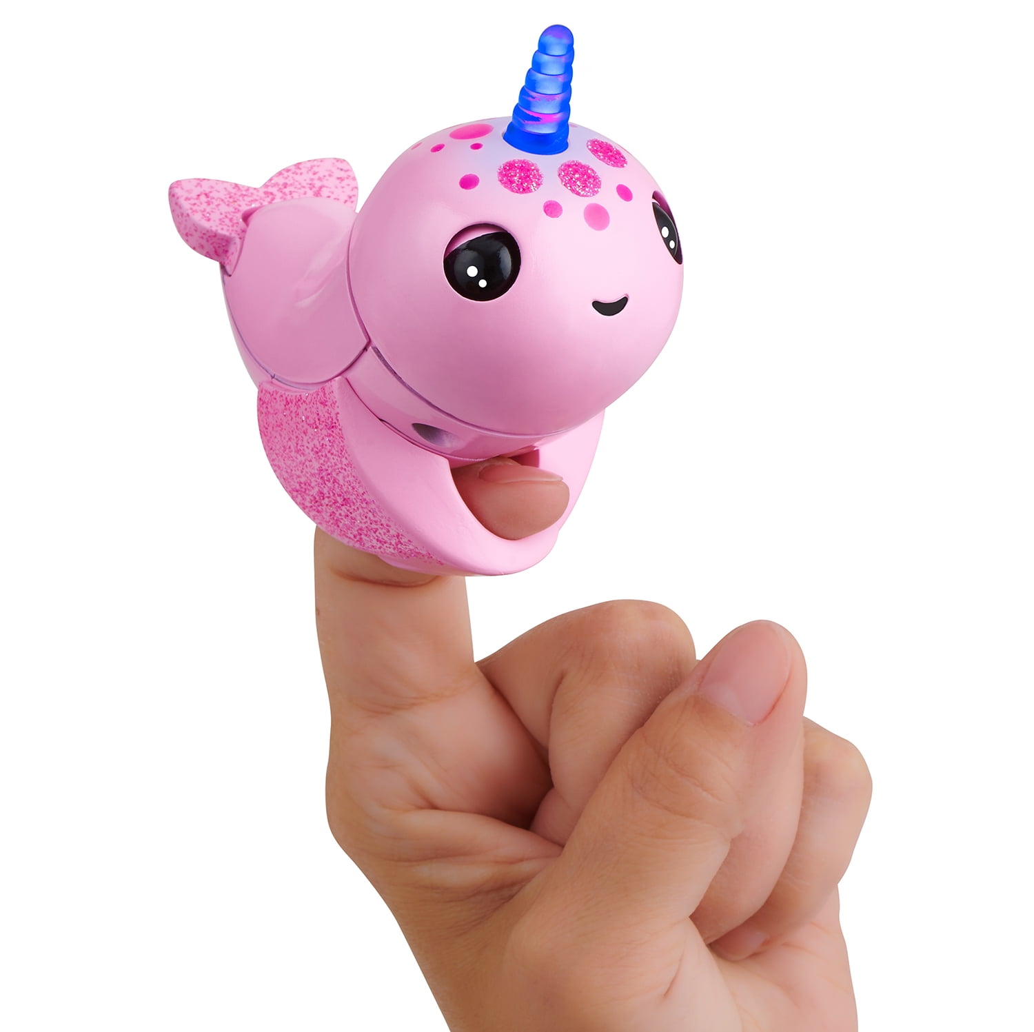 Fingerlings Light Up Narwhal Nelly Electronic Pet, Purple