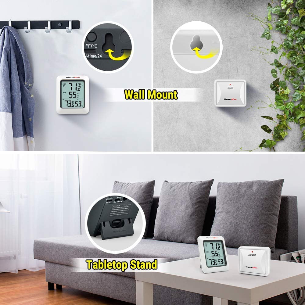 ThermoPro TP60 Wireless Thermometer Indoor Outdoor Digital Thermometer Temperature Humidity Monitor Meter 200ft / 60m Range