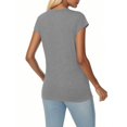 thumbnail image 5 of KLHDSF Womens Summer Tops Soft V Neck Short Sleeve Tee Summer Casual Stretchy Daily Basic Top Gray L, 5 of 6