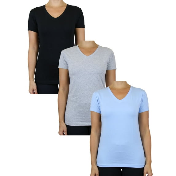 GBH Juniors V-Neck Cotton Stretch Short Sleeve Tees (3-Pack)