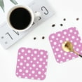 thumbnail image 4 of Lsque Purple And White Polka Dot Pattern 4" Drink Coasters Set of 4, PVC Leather Absorbent Coasters, Table Coaster Set Decorative Coffee Cup Coasters Housewarming Gift -Square, 4 of 6
