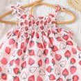 thumbnail image 5 of YMNXA Infants Girls Summer Outfits Spaghetti Strap Bow Strawberry Print Top Elastic Waist Shorts Comfortable Breathable Sets For Daily Wear,Red,9-12 Months, 5 of 5