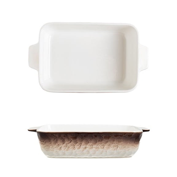 Gradient Color Rectangular Ceramic Baking Pan Double Handles Household Tableware Roasting Baked Rice