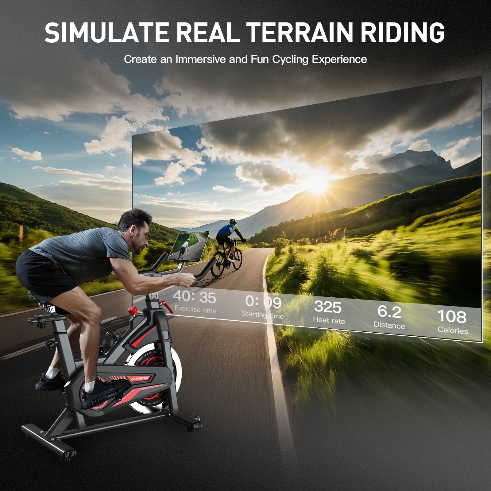 HARISON Magnetic Exercise Bike for Home, Stationary Bike with Tablet Holder, 350 LBS Capacity, Bluetooth APP