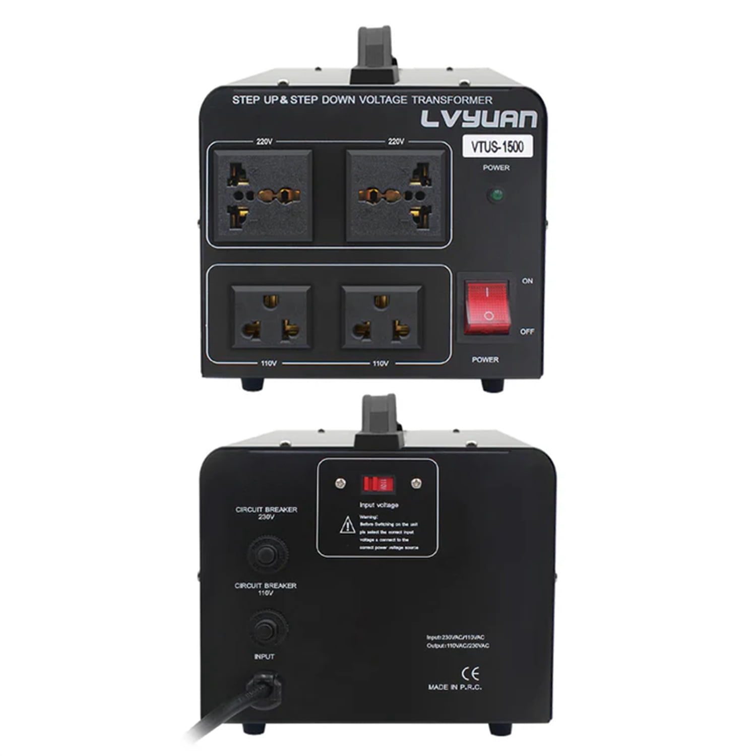 LVYUAN 1500 Watts Voltage Converter 110V to 220V / 220V to 110V Power Converter Step Up & Down Transformer