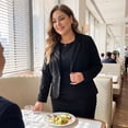 thumbnail image 3 of Agnes Orinda Plus Size School College Dress Suits for Women Two Piece Outfits Blazers Jacket and Sleeveless Dress Business Casual Suit Sets 2X Black, 3 of 9