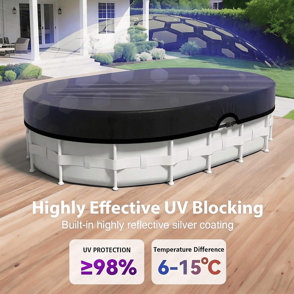Seralis 12x18ft Oval Above Ground Pool Cover Waterproof Dustproof with Winch and Cable Black