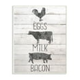 thumbnail image 2 of The Stupell Home Decor Farmhouse Planked Look Eggs Milk and Bacon Typography with Chicken Cow and Pig Wall Plaque Art, 2 of 3