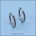 thumbnail image 3 of Dazzlingrock Collection Round Lab Created Ruby Inside Out Hinged Huggie Hoop Earrings for Women (Color Red, Clarity Moderately Included) in 925 Sterling Silver, 3 of 5