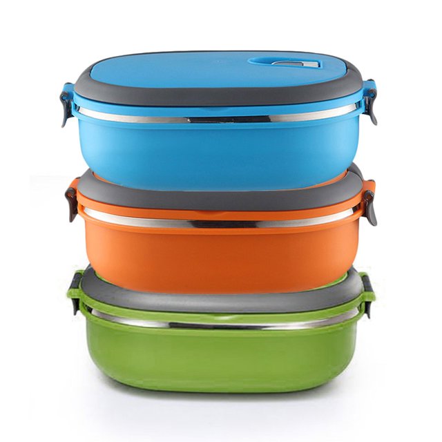 Stainless Steel Light Rectangle Thermal Insulation Lunch Box Student Office Worker Portable Thermal Box orange