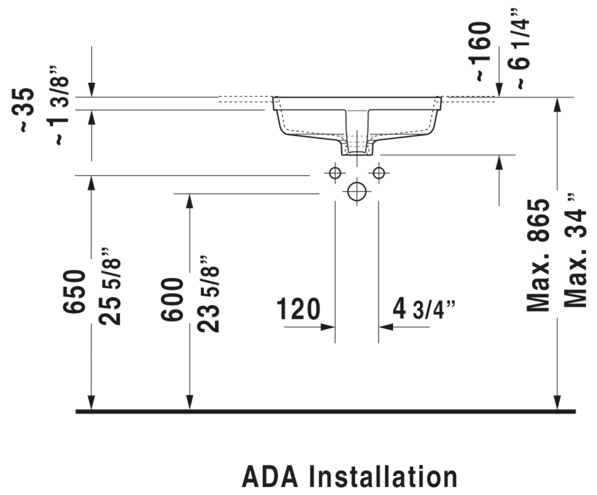 Duravit 033043-0Hole Vero 18-1/4" Rectangular Ceramic Undermount Bathroom Sink - White