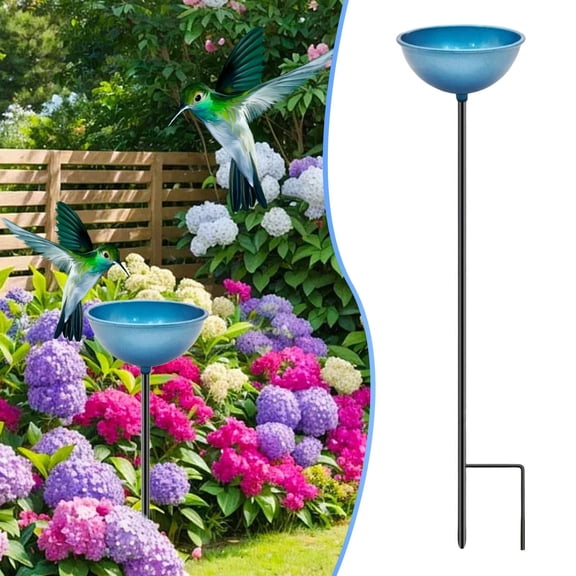 YardChic Bee Watering Station, Butterfly Feeder, Metal Bee and Butterfly Feeders with Metal Stake, Elegant Outdoor Garden Yard Lawn and Patio Garden Decor, Garden Essentials, Blue