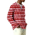 thumbnail image 3 of Fgvctg Romantic Valentine's Day Sweater for Men Henley Collar Ribbed Knit Button Down Sweaters Love Heart Print Warm Slim Fit Long Sleeve Pullover Sweater Spring Lightweight Clothes Wine XL, 3 of 5