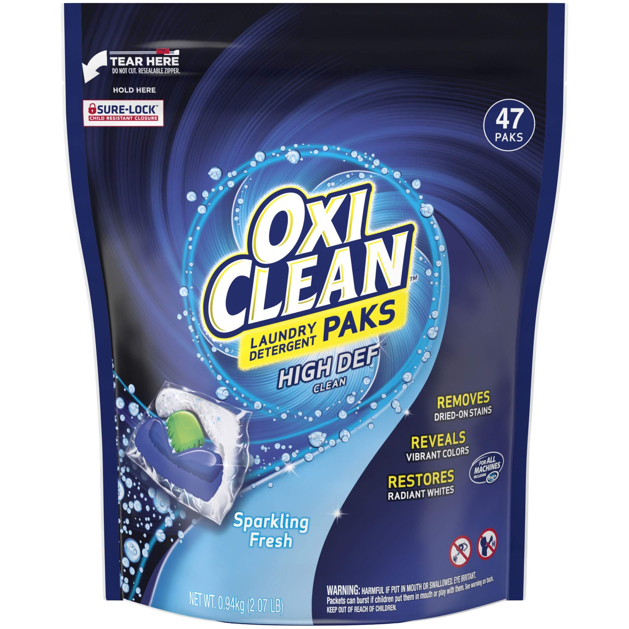 OxiClean High Def Clean Sparkling Fresh Laundry Detergent Packs, 47