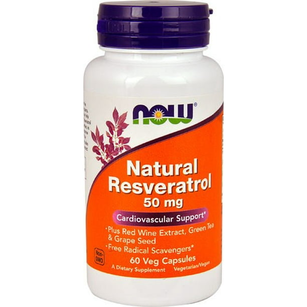 Now Foods Natural Resveratrol, 50 mg, 60 Veg Capsules