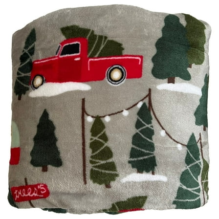 The Big One Oversized Plush Throw Blanket Holiday Pickup Truck & Tree, 5ft x 6ft