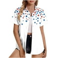 thumbnail image 2 of Memorial Day Shirt for Women Patriotic Women Shirt Shirt Womens Memorial Day Womens Tops Ladies Short Sleeved Shirt With Non Positioning Printed Buttons Lapel Shirt Cardigan Tops, 2 of 5