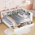 thumbnail image 3 of Mintazer Full Daybed with Storage Headboard & Charging Station, 2 Drawers & Shelves, Wood Bed Frame for Kids Bedroom, White, 3 of 16