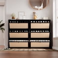 thumbnail image 3 of YOCWO Shoe Storage Cabinet with 3 Flip Doors for Entryway, Free Standing Linen Shoe Organizer with Open Shelf, Black, 3 of 6