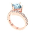 thumbnail image 2 of 2.3075 ct Princess Cut Natural Swiss Blue Topaz Solitaire with Simulated Diamond Accents 14K Rose Gold Womens Engagement Ring, 2 of 5