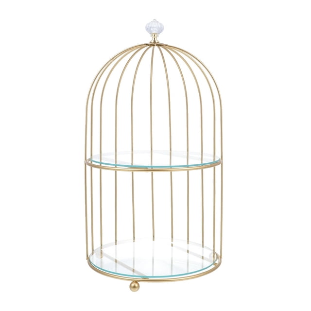 Soporte decorativo para cupcakes con forma de jaula de pájaro, bandeja para postres